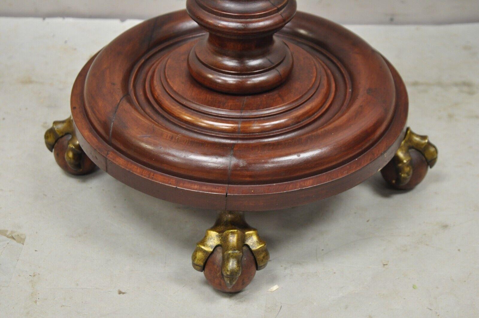 Antique Empire Victorian Walnut Barley Twist Spiral Carved Pedestal Stand For Sale 2