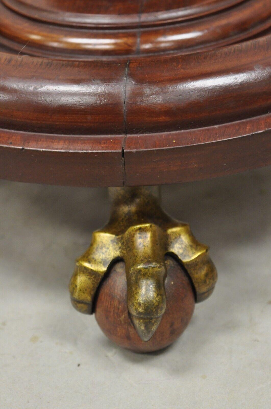 Antique Empire Victorian Walnut Barley Twist Spiral Carved Pedestal Stand For Sale 3