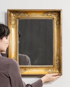 Antique Empire Wall Mirror, Gold Gilt Wood Frame, France, 1880s