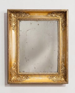 Antique Empire Wall Mirror, Gold Gilt Wood Frame, France, 1880s