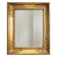 Antique Empire Wall Mirror, Gold Gilt Wood Frame, France, 1880s