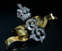 Antique Empress Elisabeth Diamond Cipher Gold Brooch