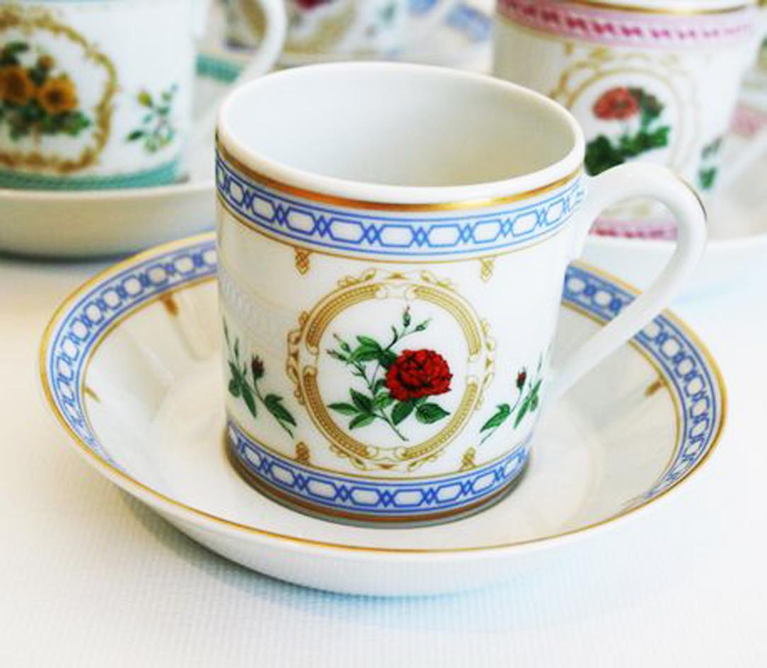 French Provincial Antique Empress Josephine Demitasse Collection from Haviland, Set of 10