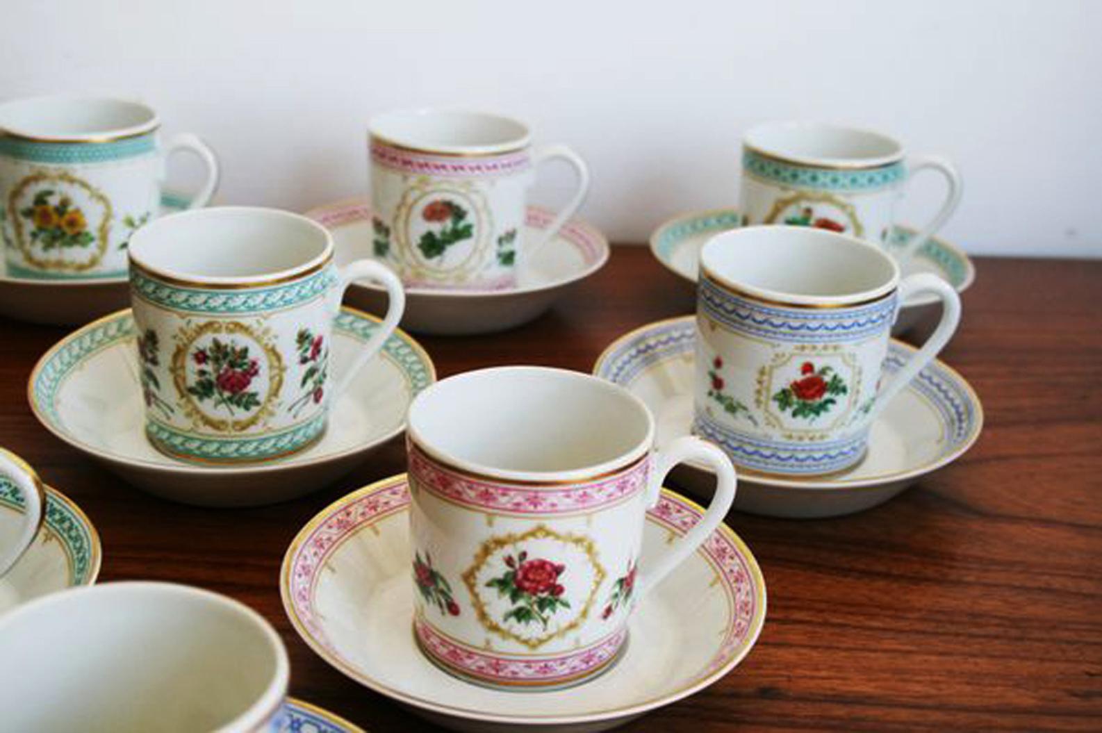 Antique Empress Josephine Demitasse Collection from Haviland, Set of 10 In Excellent Condition In Mombuey, Zamora