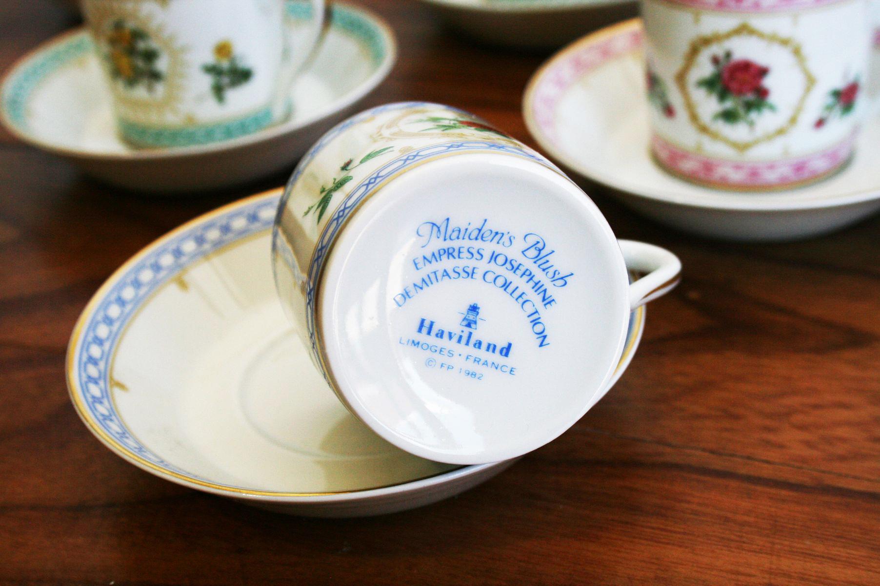 Antique Empress Josephine Demitasse Collection from Haviland, Set of 10 1