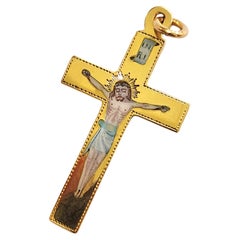 Antique Enamal Russian Gold Cross Pendant