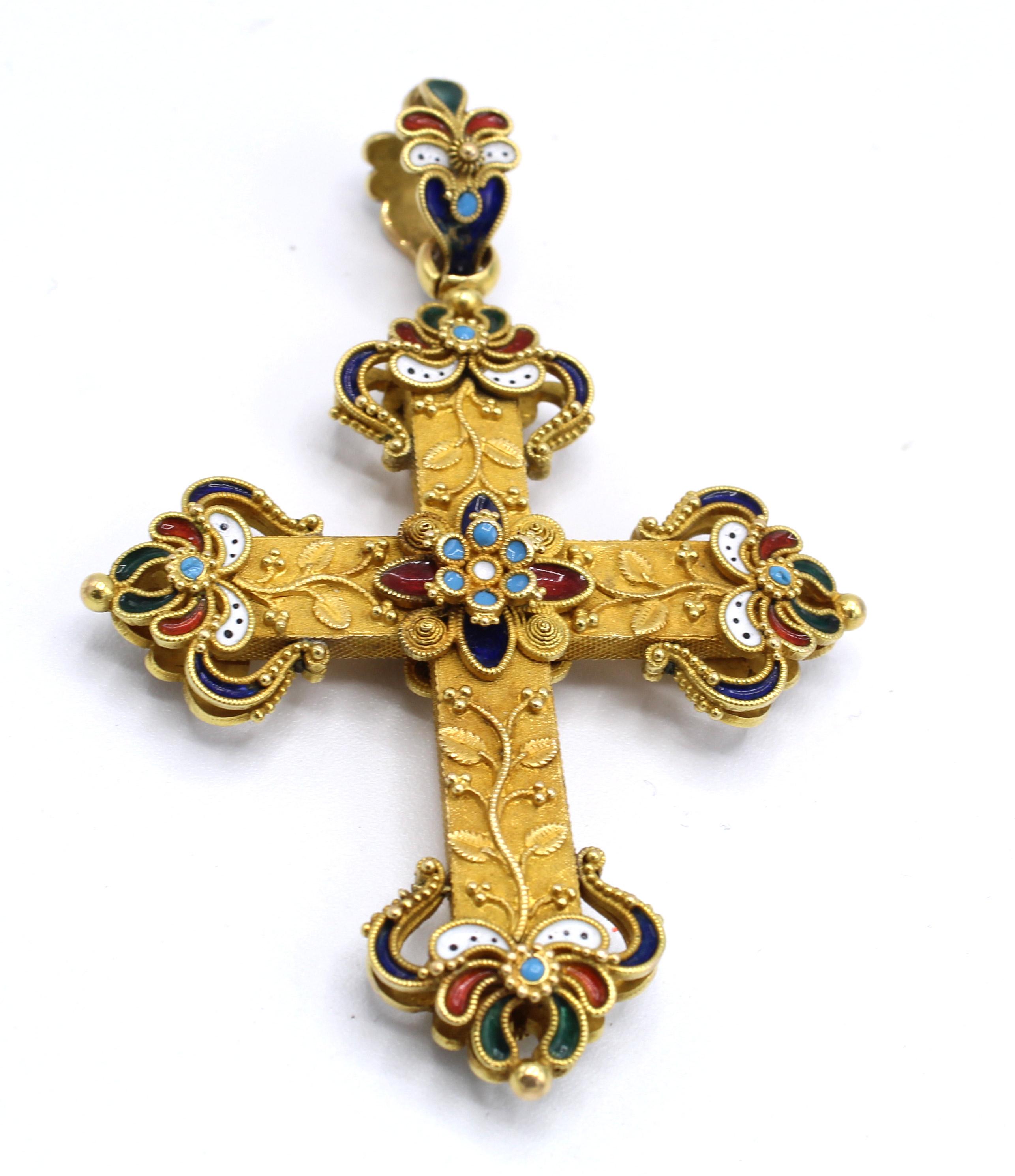 vintage gold cross necklace