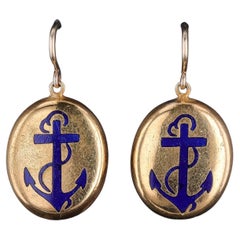 Antique Enamel Anchor Earrings