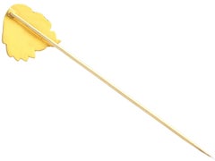 Antique Enamel and 15 Carat Yellow Gold Indian Chief Tie Pin