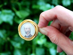 Antique Enamel and 22k Yellow Gold Miniature Brooch