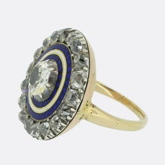 Antiker Cluster-Ring aus Emaille und Diamanten