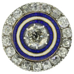 Antique Enamel and Diamond Cluster Ring