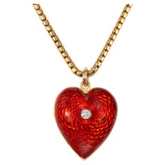 Antique enamel and diamond pendant