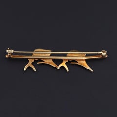 Antique Enamel and Pearl Sailfish Brooch of 14k Gold
