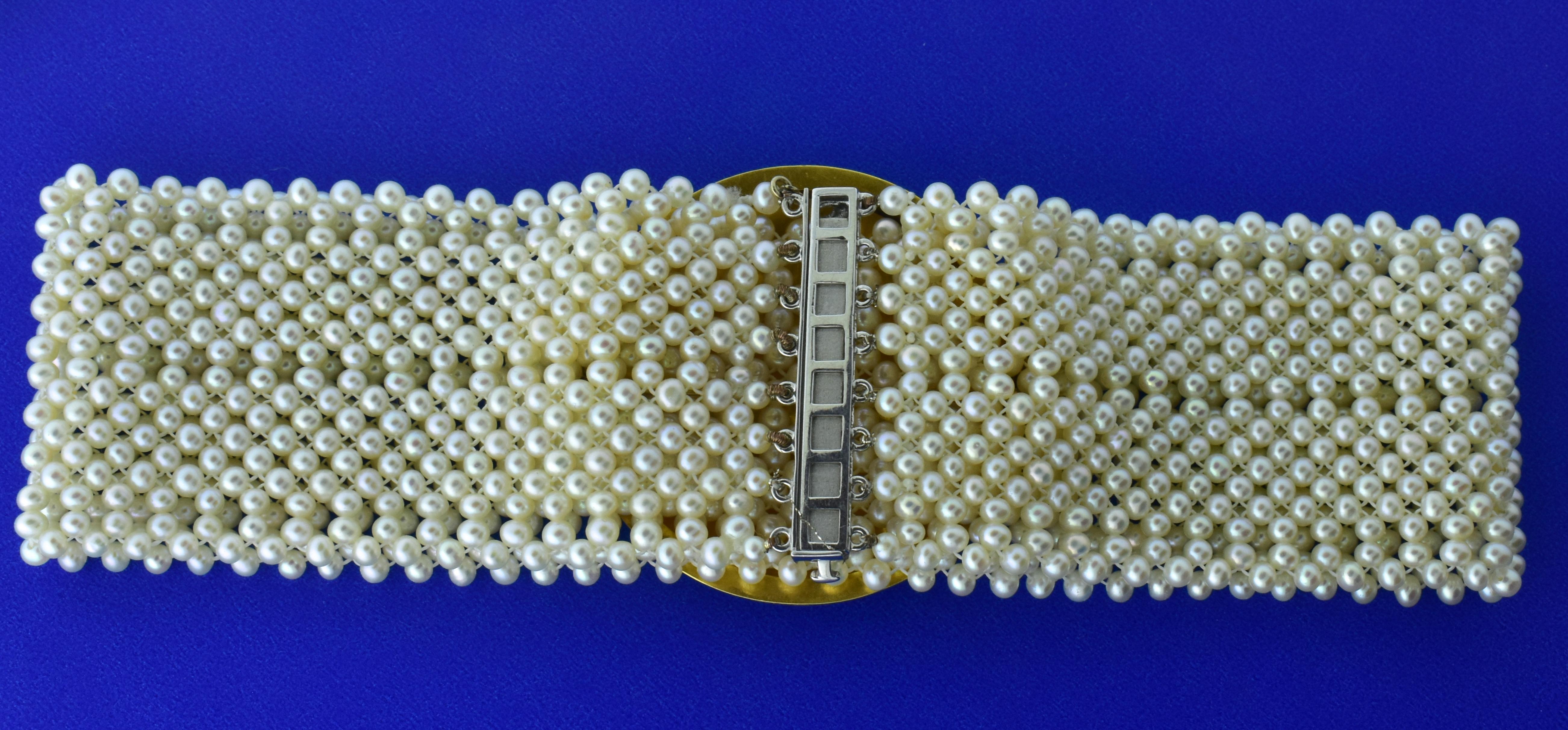Antique Enamel Brooch on Woven Pearl Collar, C. 1800 5