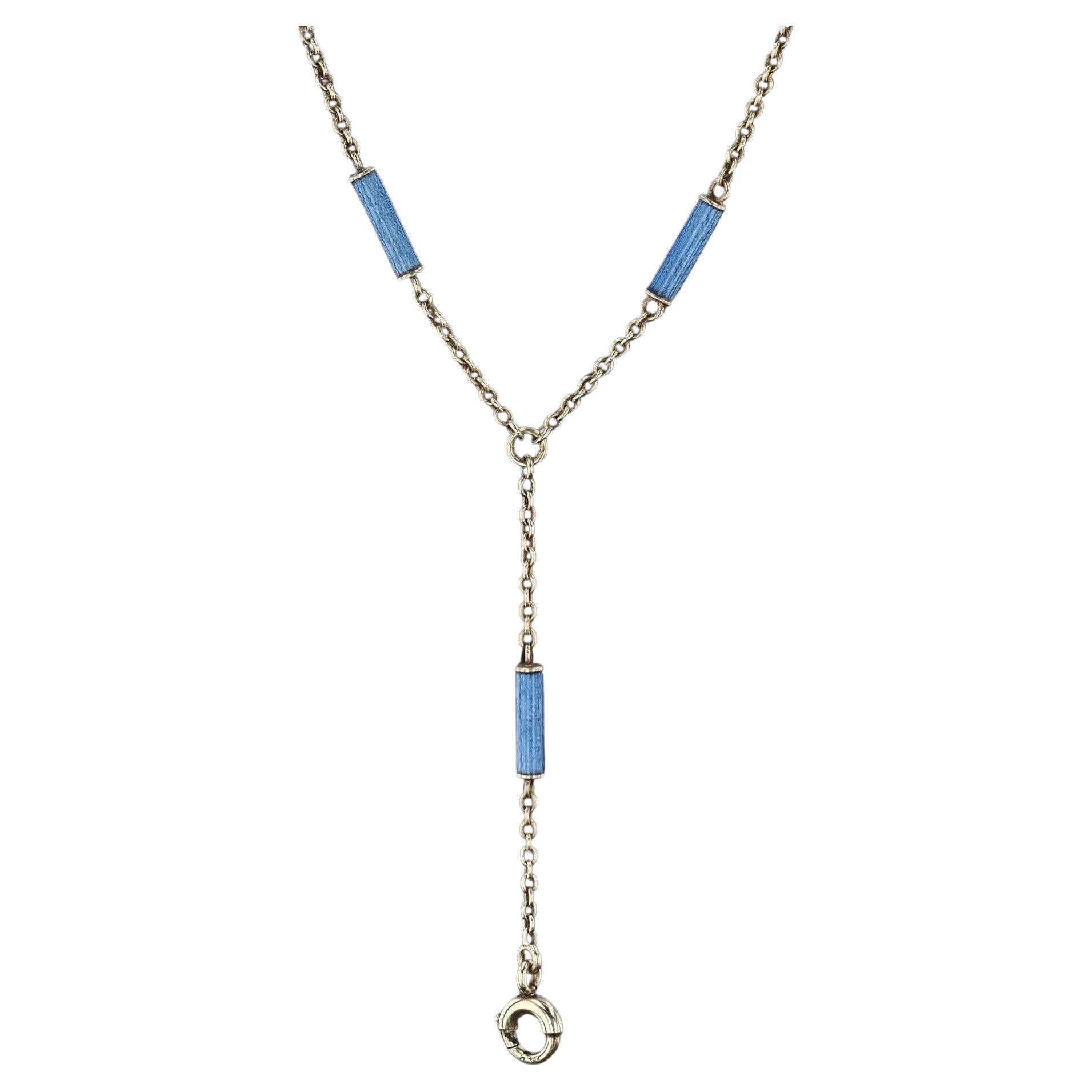Antique Enamel Chain Necklace of 14k Gold