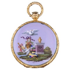 Antique Enamel Cherub Locket of 18k Gold