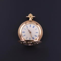 Antique Enamel Cherub Pocket Watch of 18k Gold