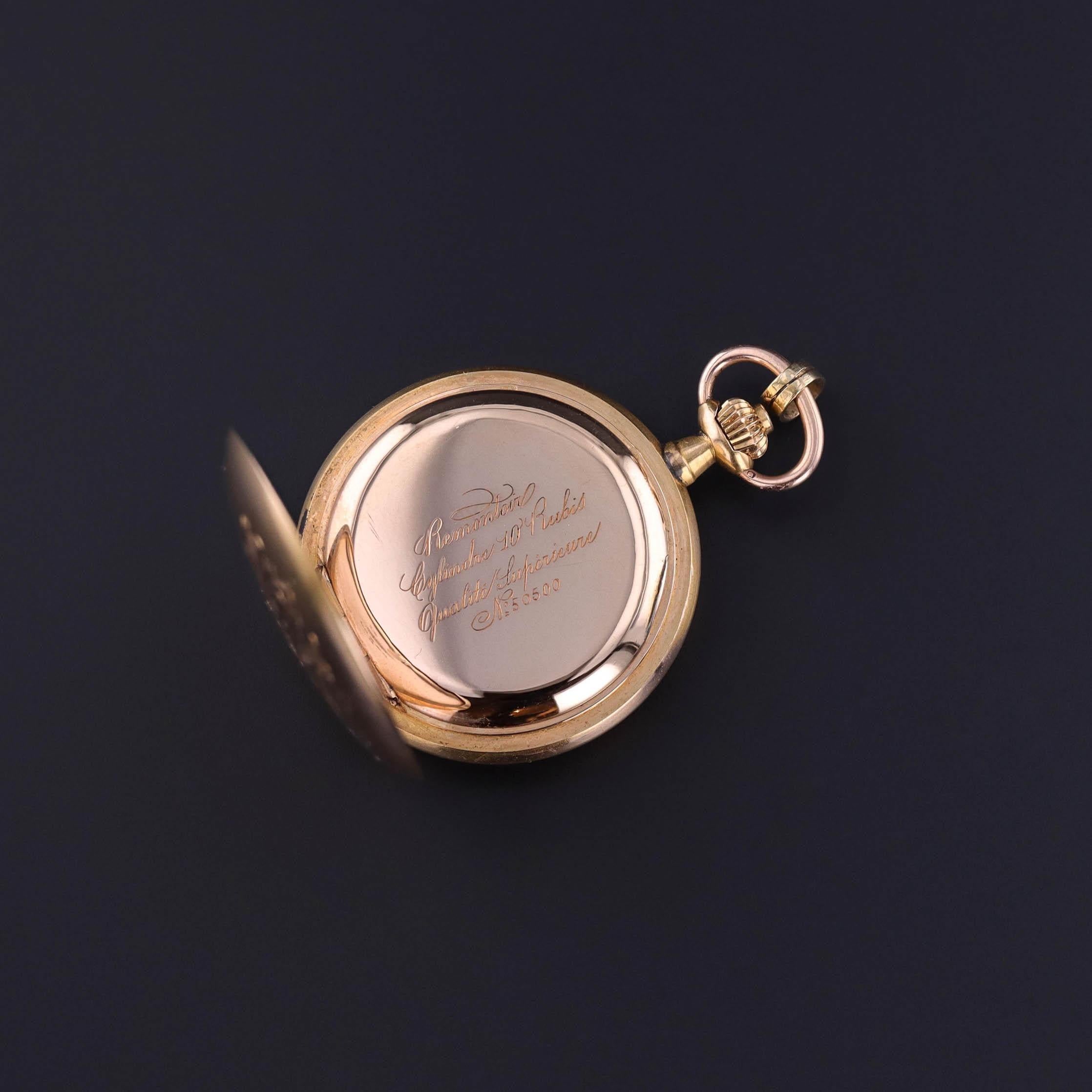 Antique Enamel Cherub Pocket Watch of 18k Gold In Good Condition For Sale In Lewisburg, PA