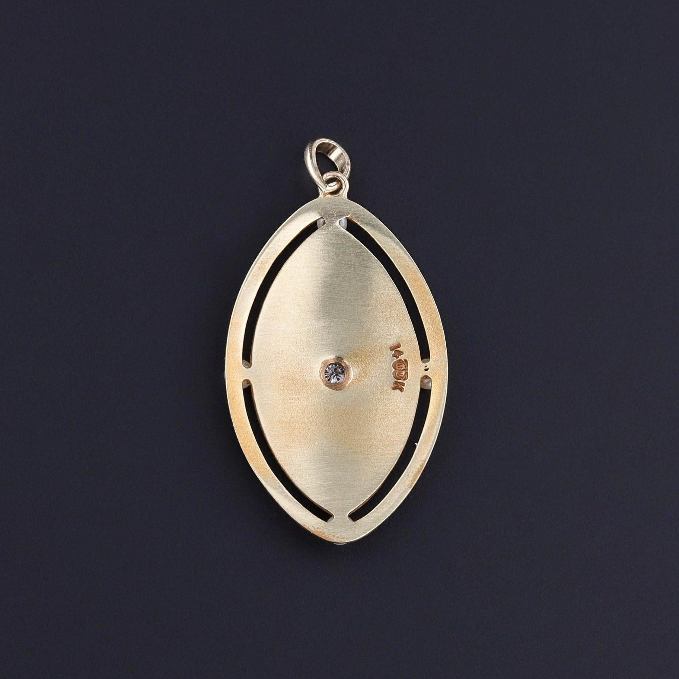 Ciondolo di conversione in smalto antico in oro 14k In condizioni buone in vendita a Lewisburg, PA