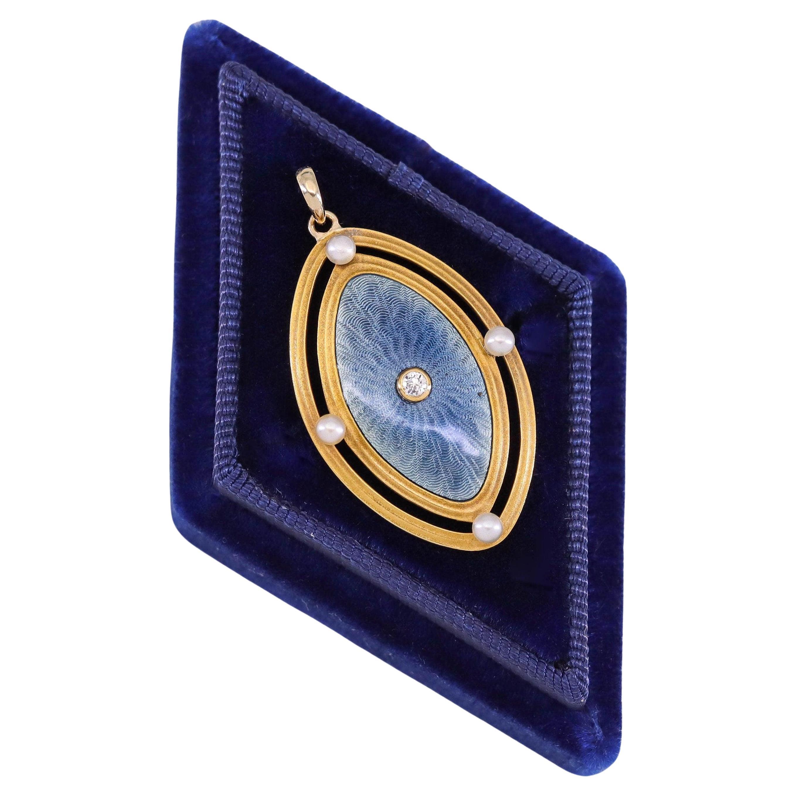 Antique Enamel Conversion Pendant of 14k Gold