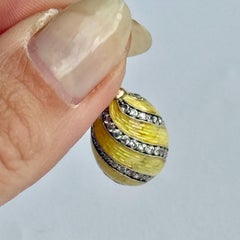 Antique Enamel, White Stone and 14 Carat Gold Egg Pendant