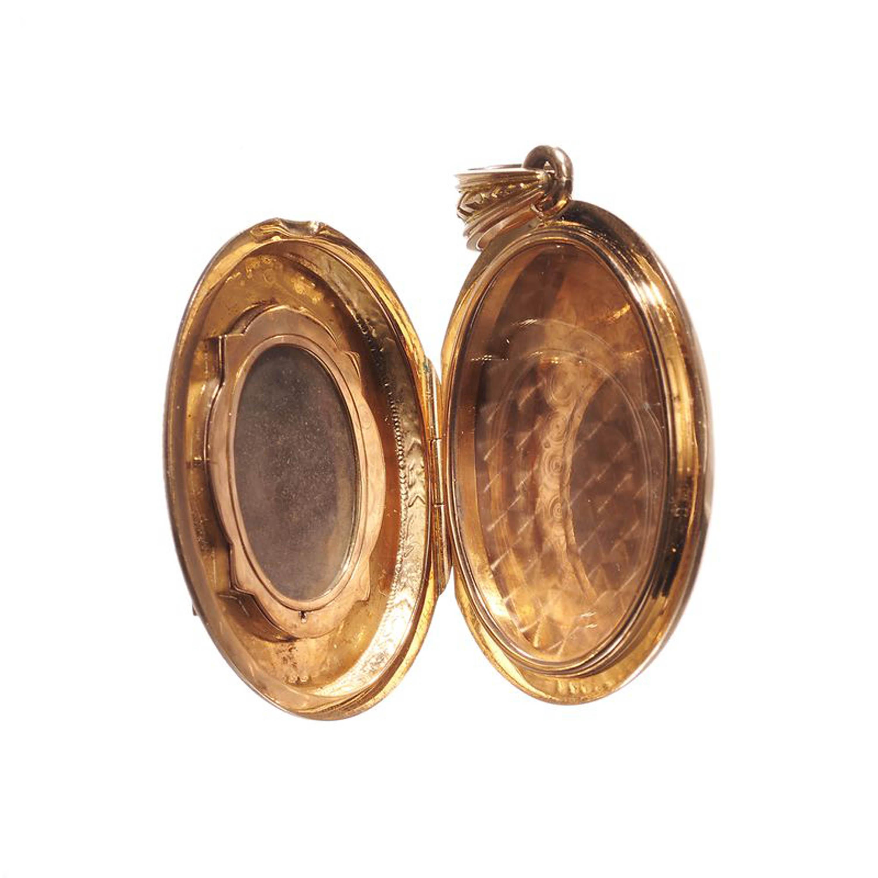 Women's Antique Enamel Diamond and Gold Locket Pendant Depicting Minerva, Circa 1877 For Sale