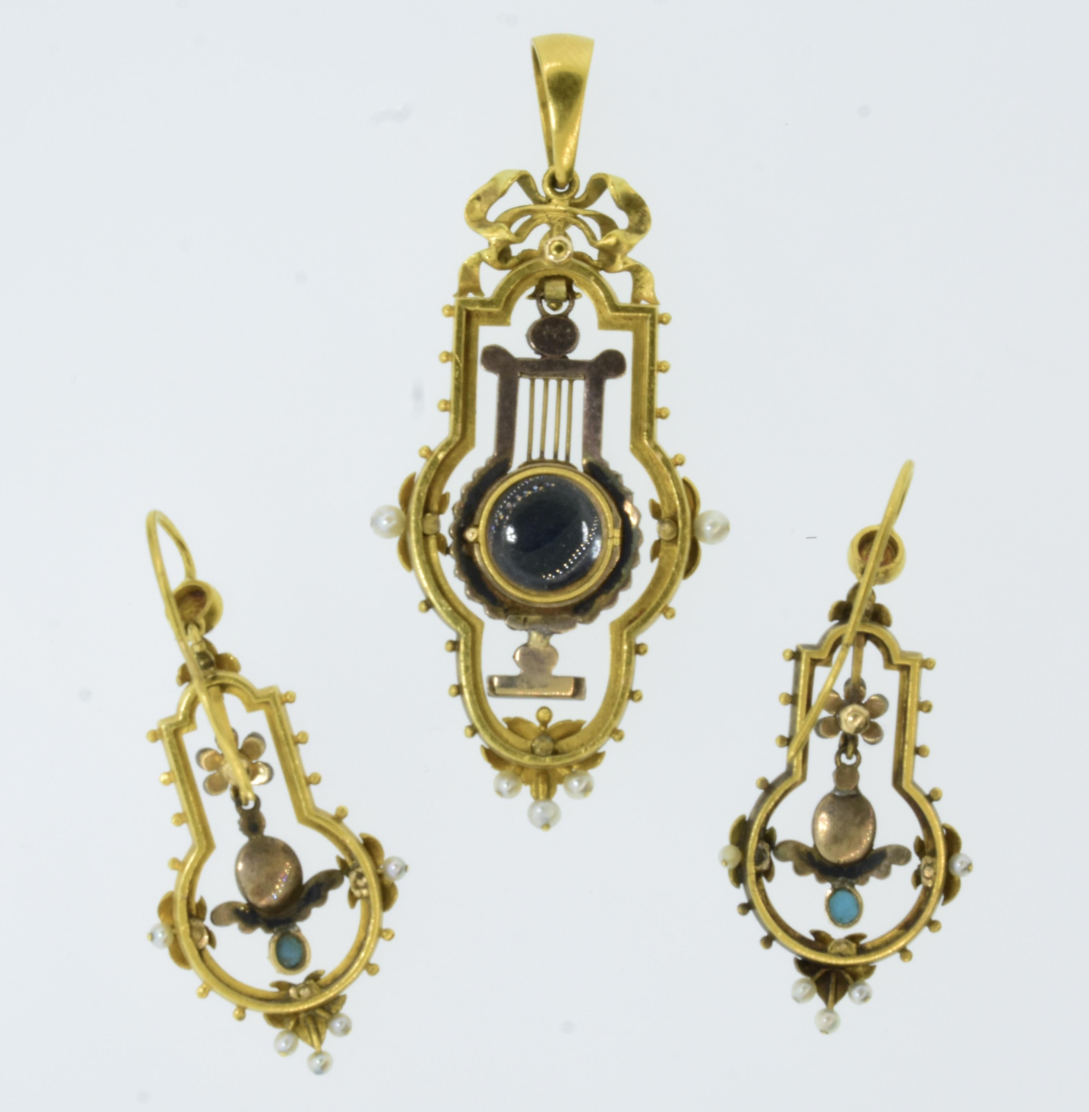 Antique Enamel, Diamond and Pearl Suite, Rowlands & Frazer, London, c. 1860 For Sale 4
