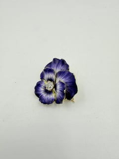 Antique Enamel Diamond Pansy Brooch Circa 1900