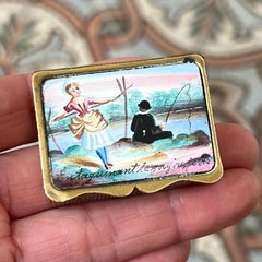 Antique Enamel Erotic Vesta Case, French, Late 19th Century