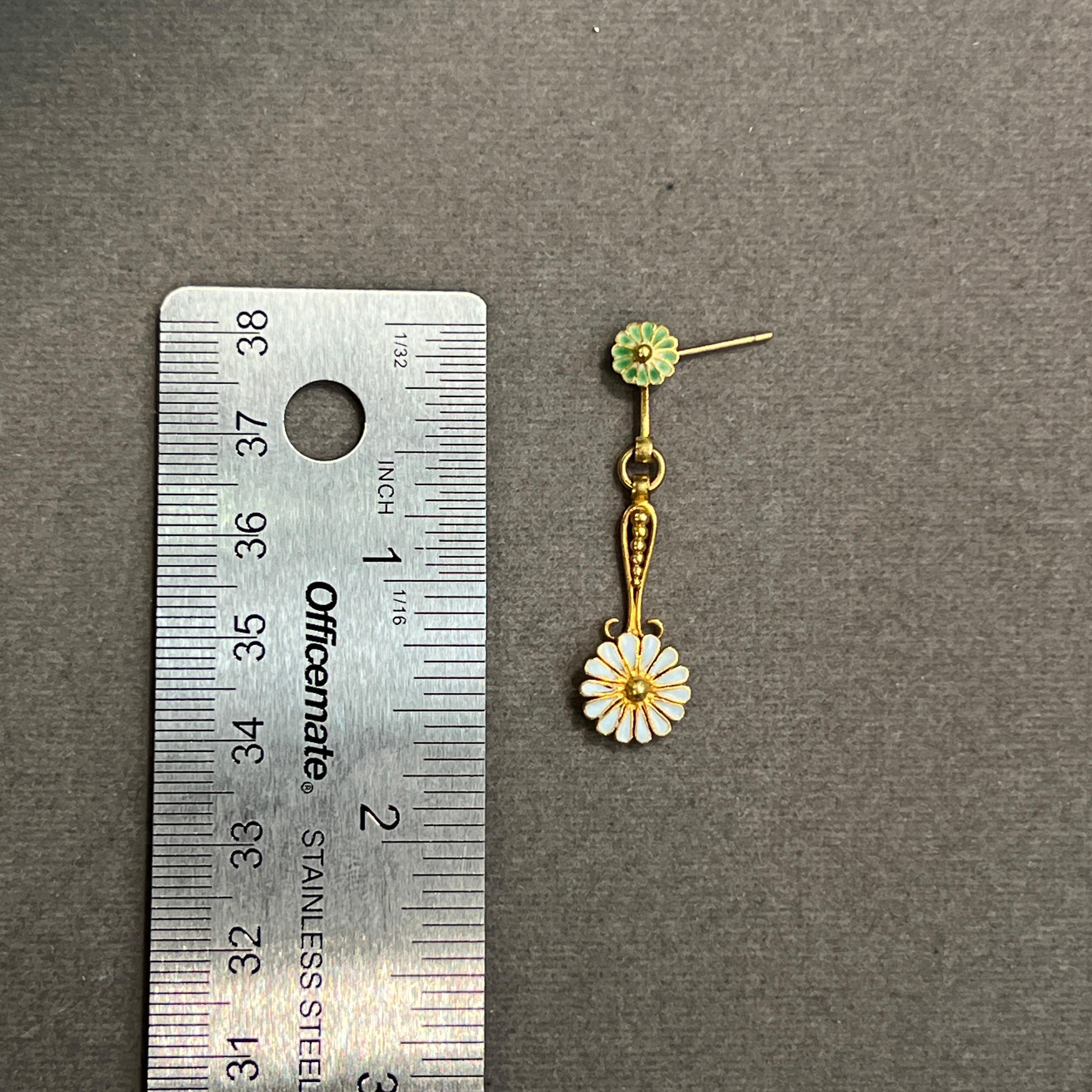 Women's Antique Enamel Floral Earrings For Sale