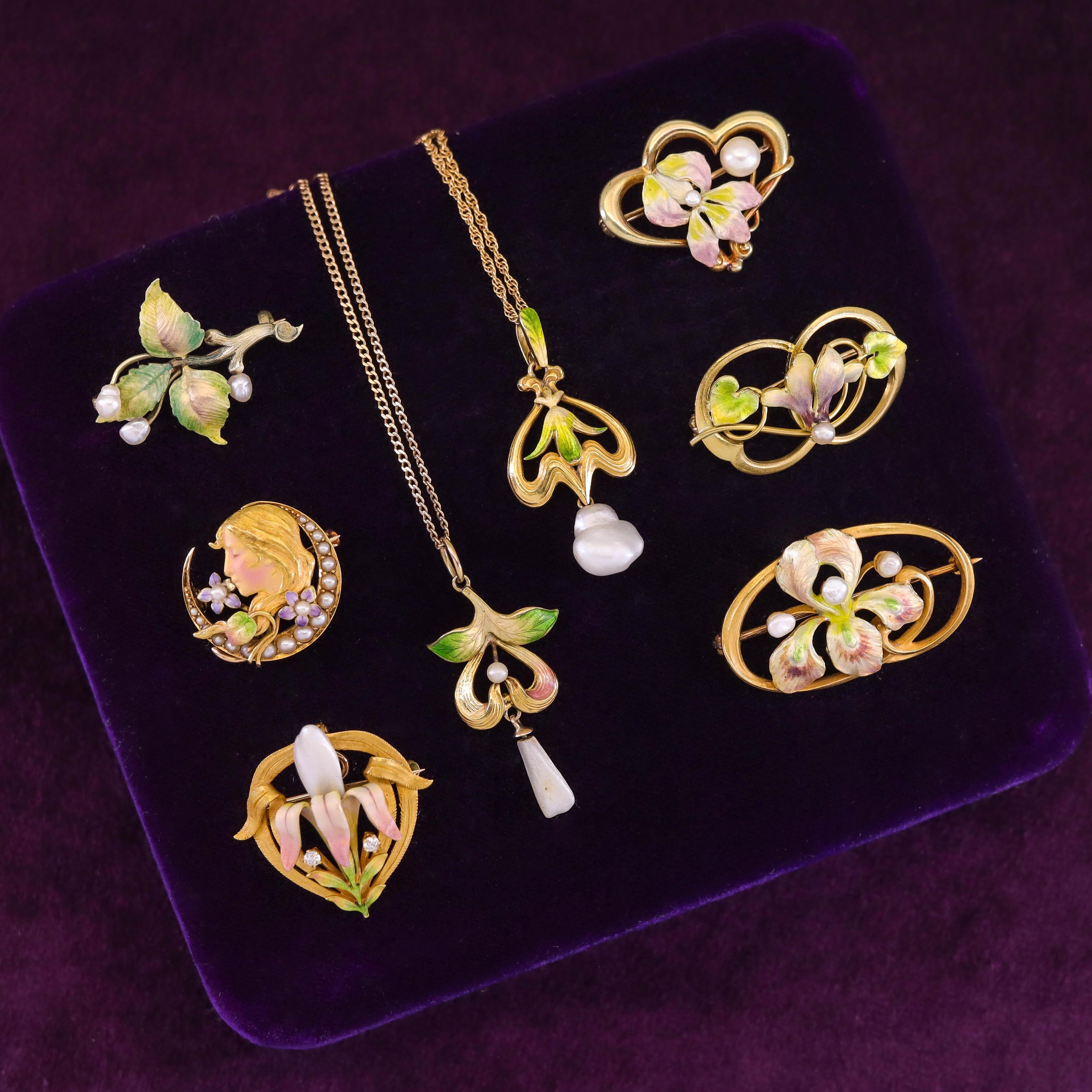 Broche fleur ancienne en or 14 carats de Krementz en vente 1