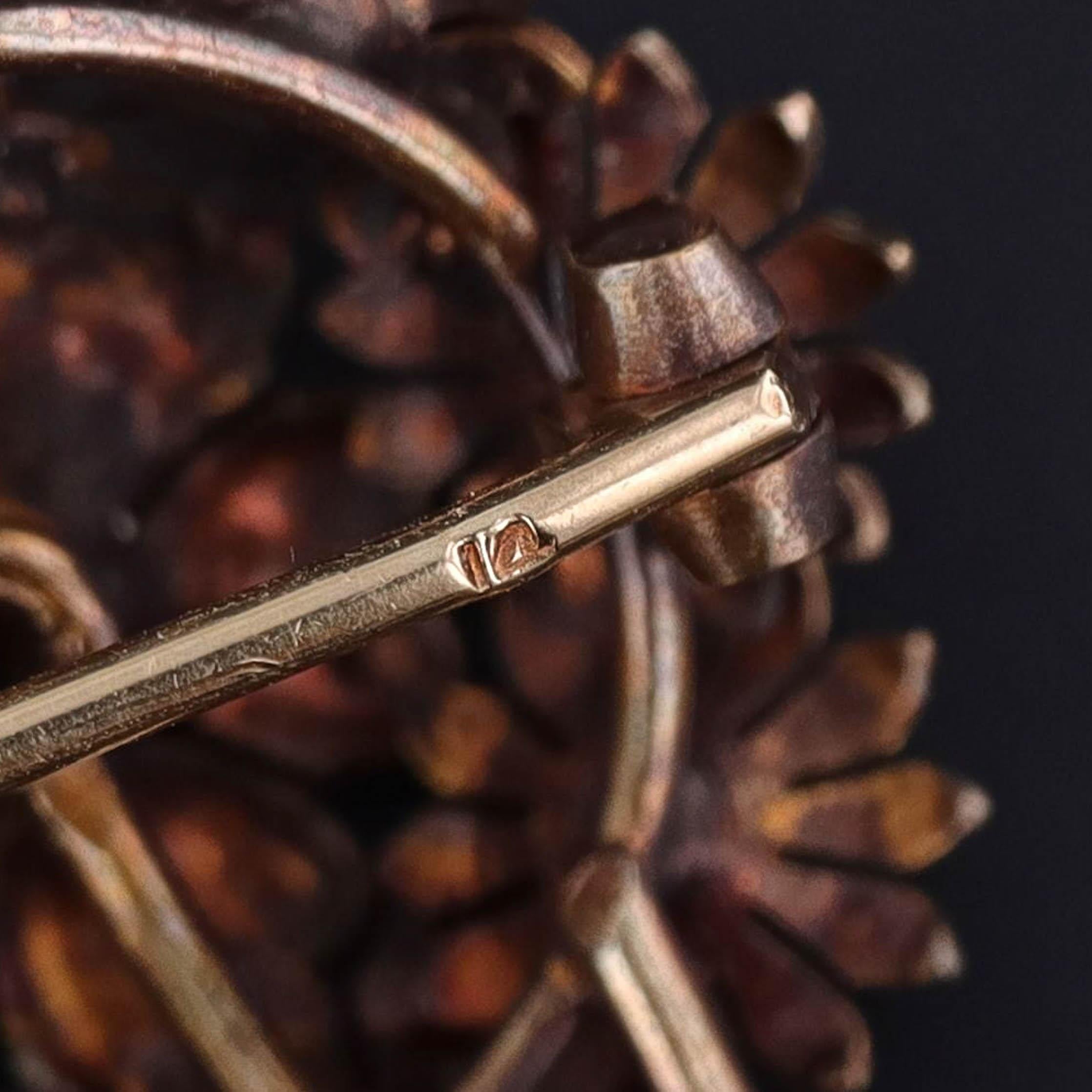 Antique Enamel Flower Brooch of 14k Gold In Good Condition For Sale In Lewisburg, PA