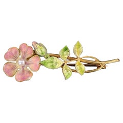 Antique Enamel Flower of 14k Gold