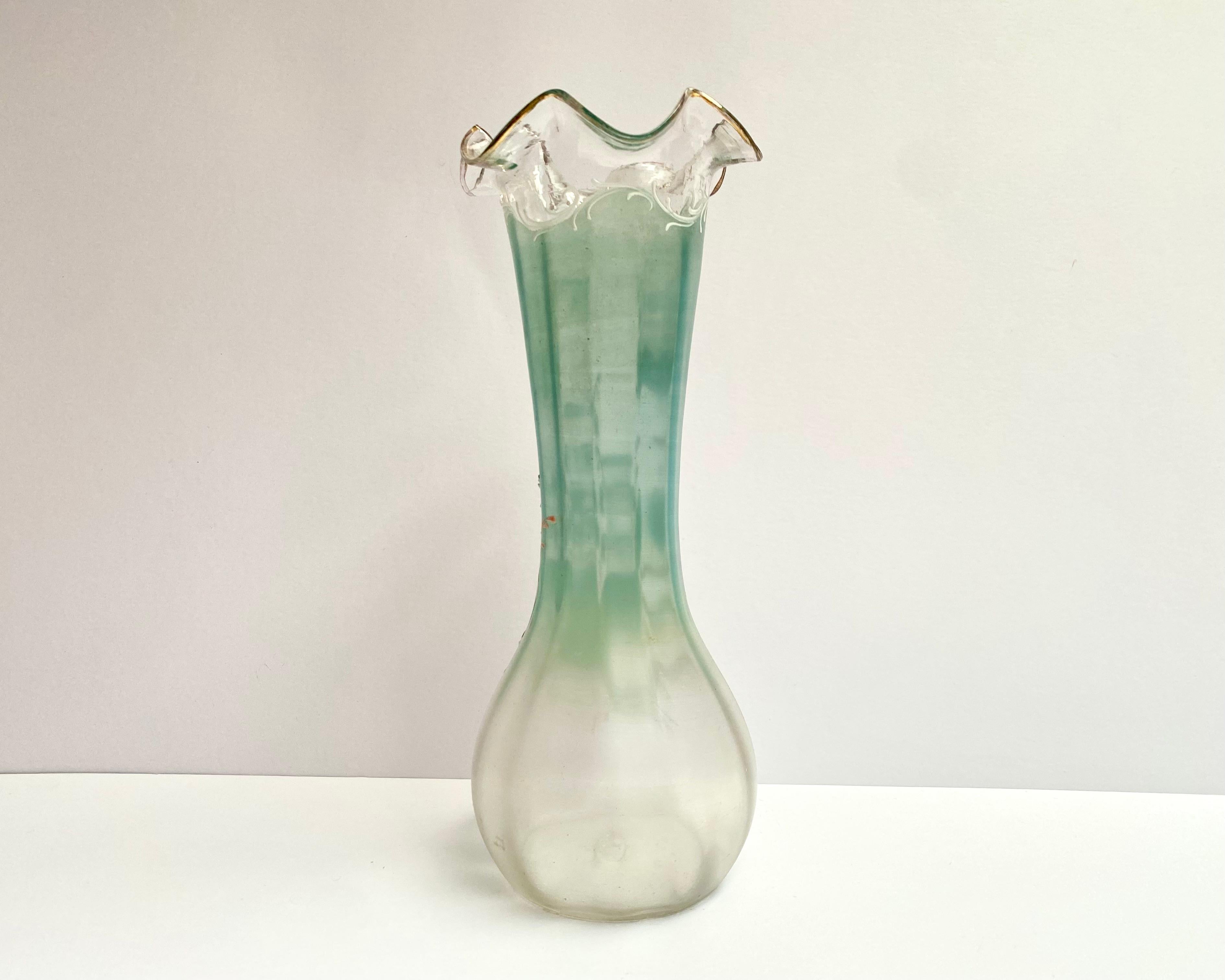Art Glass Antique Enamel & Glass Lily Vase Art Nouveau, France, Early 20th Century  For Sale
