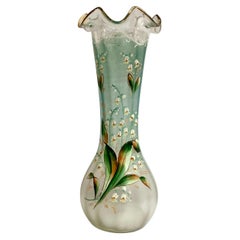Antique Enamel & Glass Lily Vase Art Nouveau, France, Early 20th Century 