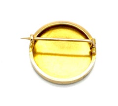 Antique Enamel Miniature Painting Of Athena 18K Gold Diamond Brooch