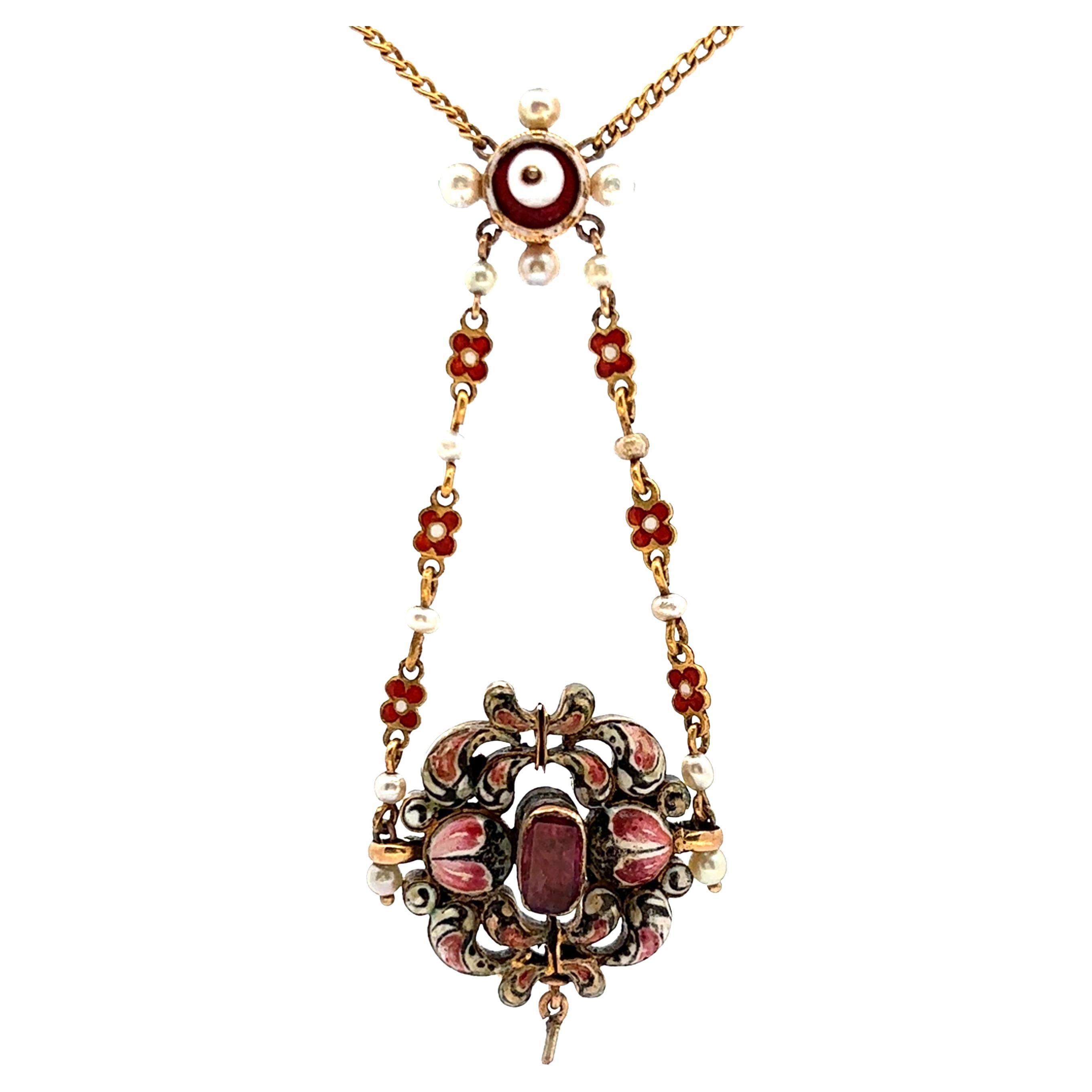 Antique Enamel Necklace