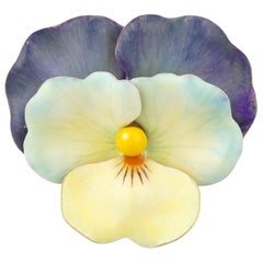 Antique Enamel Pansy Brooch