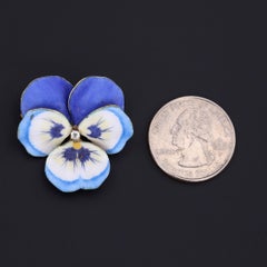 Antique Enamel Pansy Brooch of 14k Gold, Circa 1910