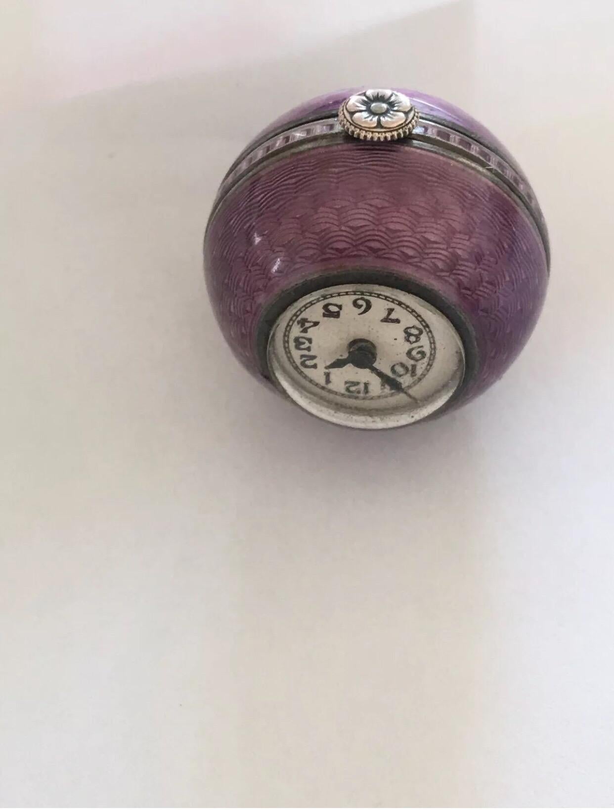 Antique Enamel Pendant / Ball Watch Signed Didisheim Goldshmidt Fils & Co. 5