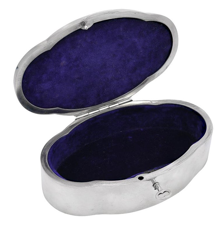 Antique Enamel and Sterling Jewelry Box For Sale at 1stDibs