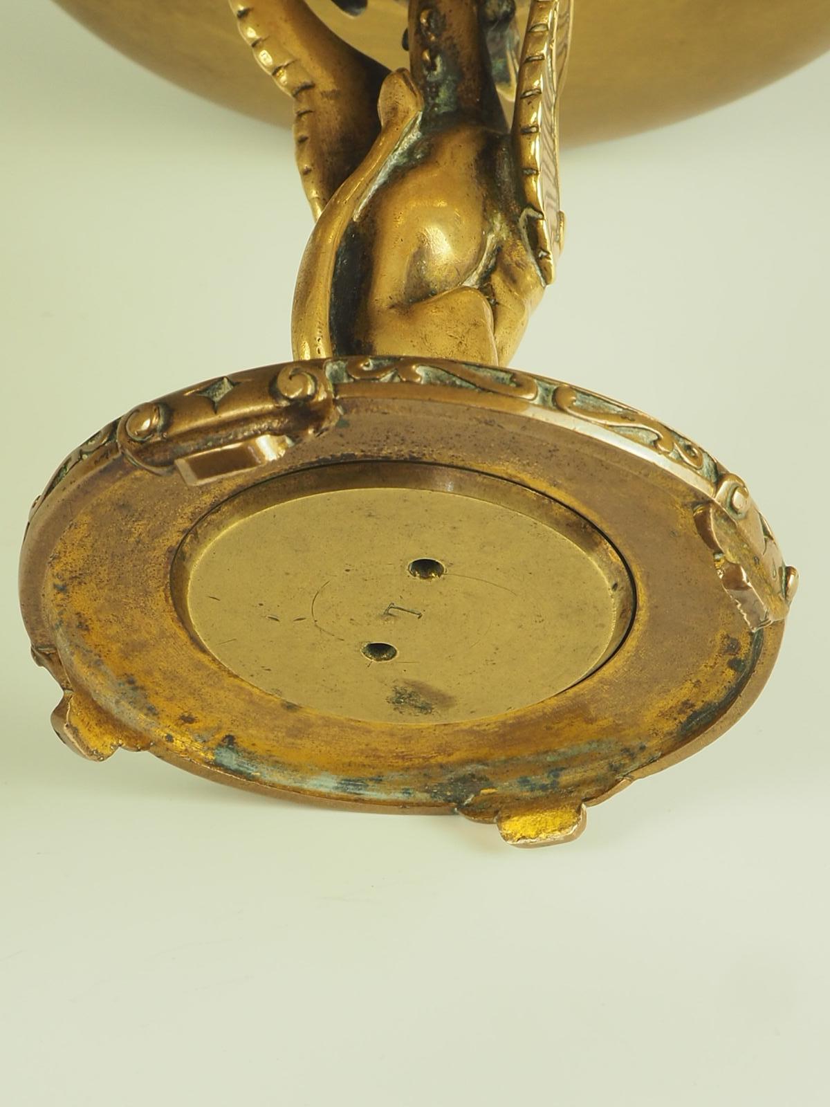 Antique Enamel Tazza Dish  19th c. Gilt Bronze 6