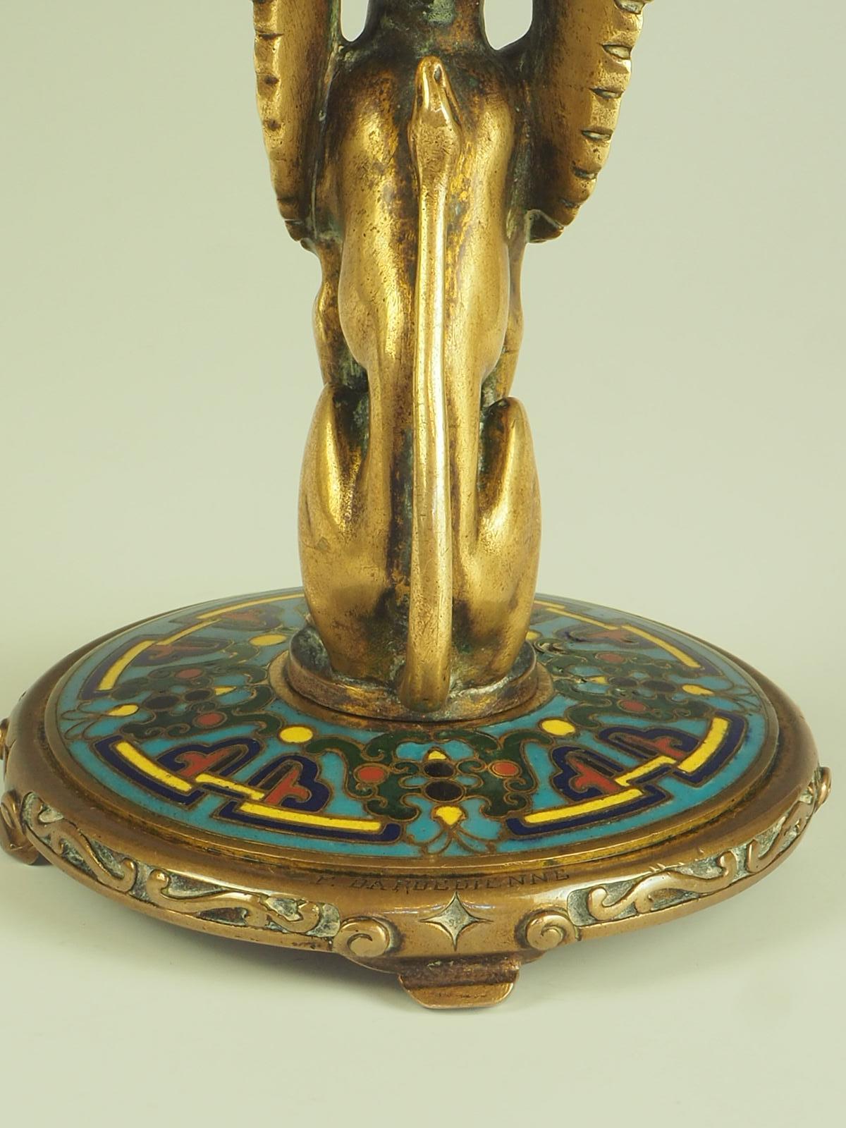 Antique Enamel Tazza Dish  19th c. Gilt Bronze 1