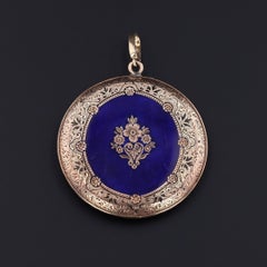 Antique Enamel Woman Pendant of 14k Gold, Circa 1900-1910
