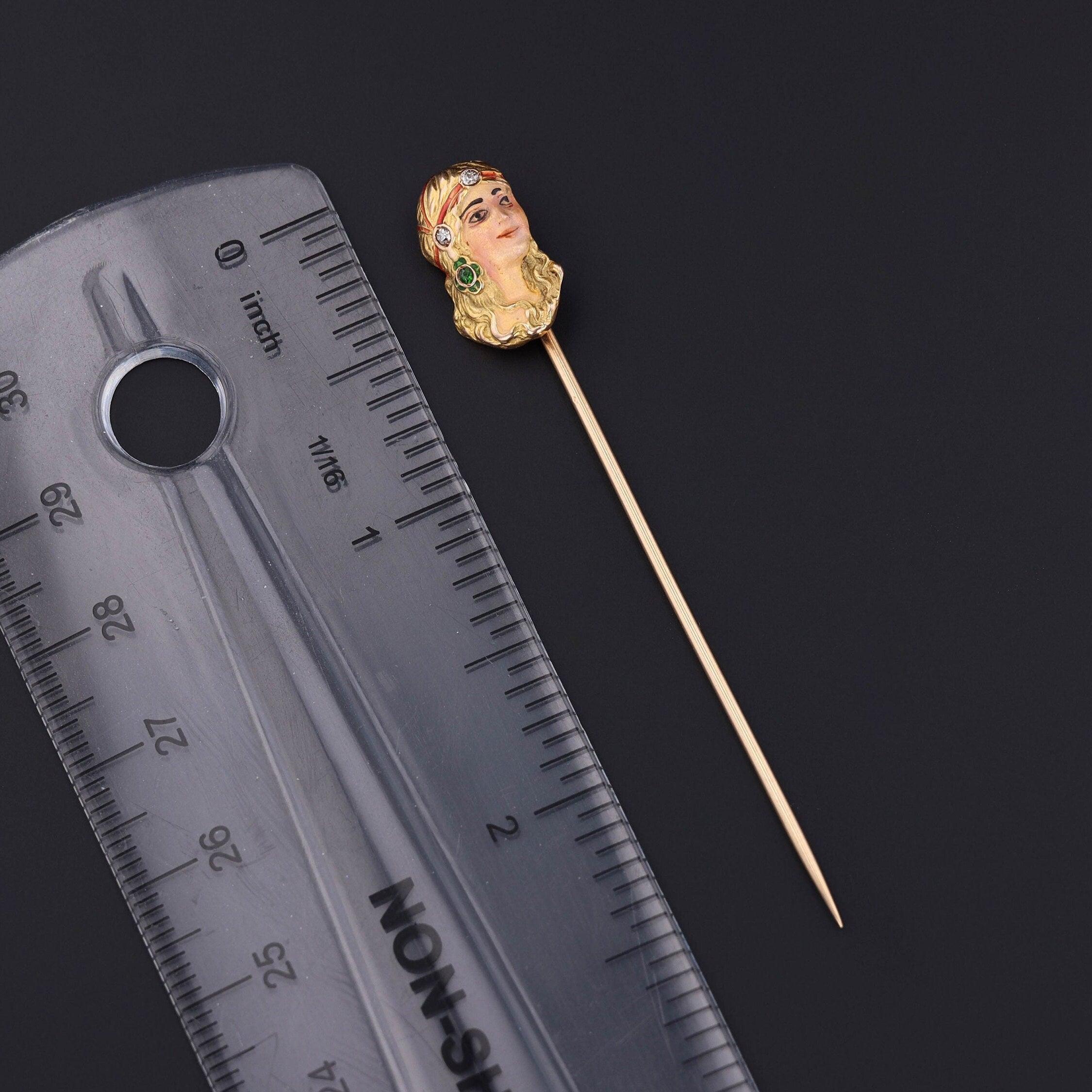 Taglio a rosa Antico fermaglio da donna smaltato in oro 14k in vendita