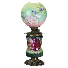Antique Enameled and Embossed Porcelain Gone with the Wind Lamp C1890