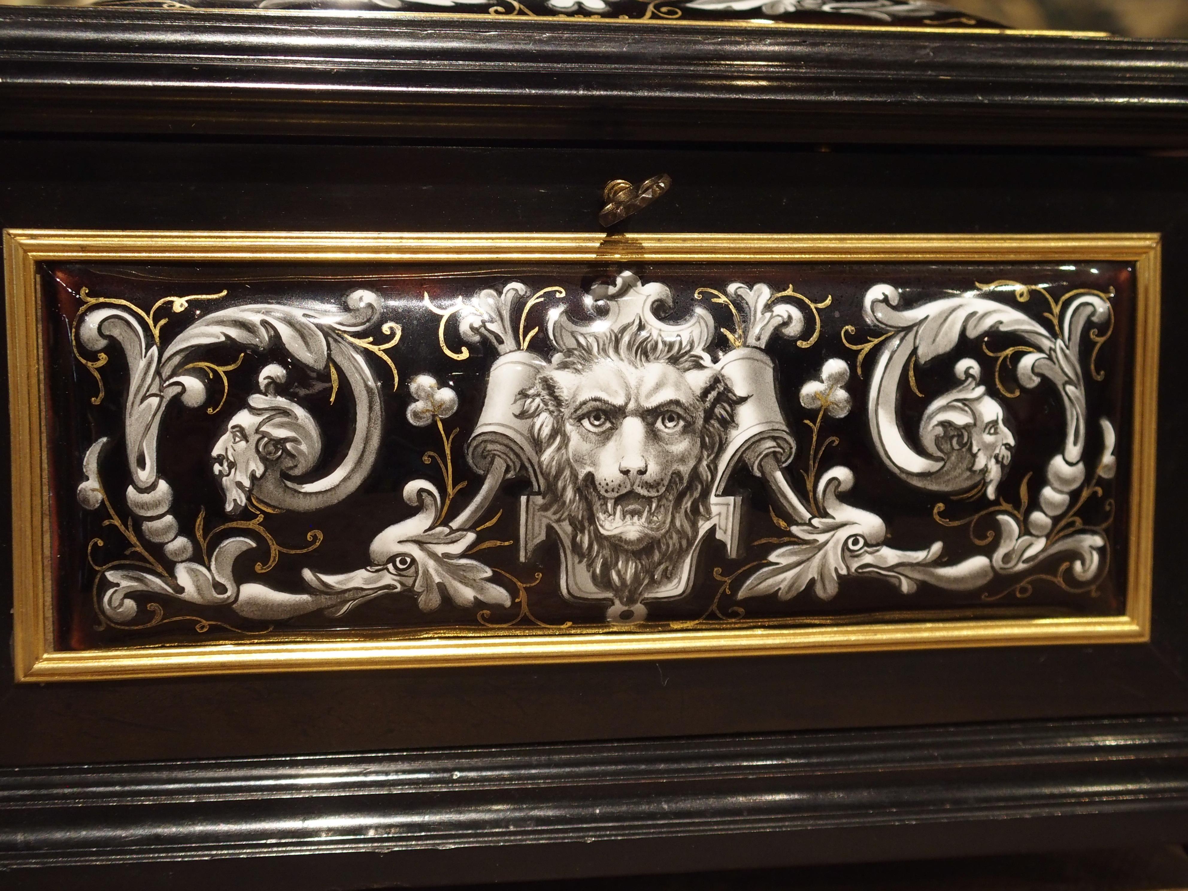 Antique Enameled Copper and Wood Table Box by Alphonse Giroux Paris, circa 1850 3