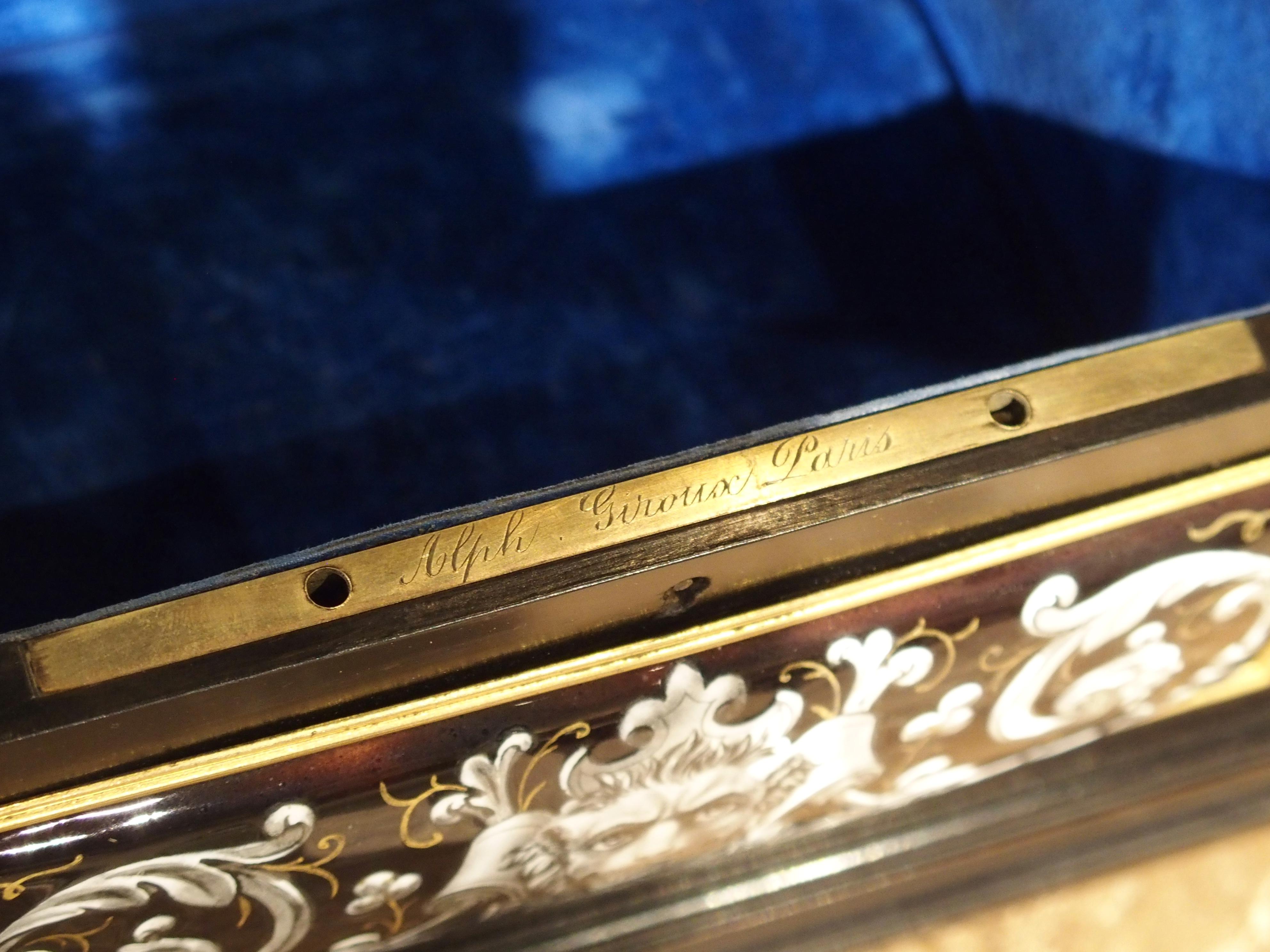 Antique Enameled Copper and Wood Table Box by Alphonse Giroux Paris, circa 1850 5