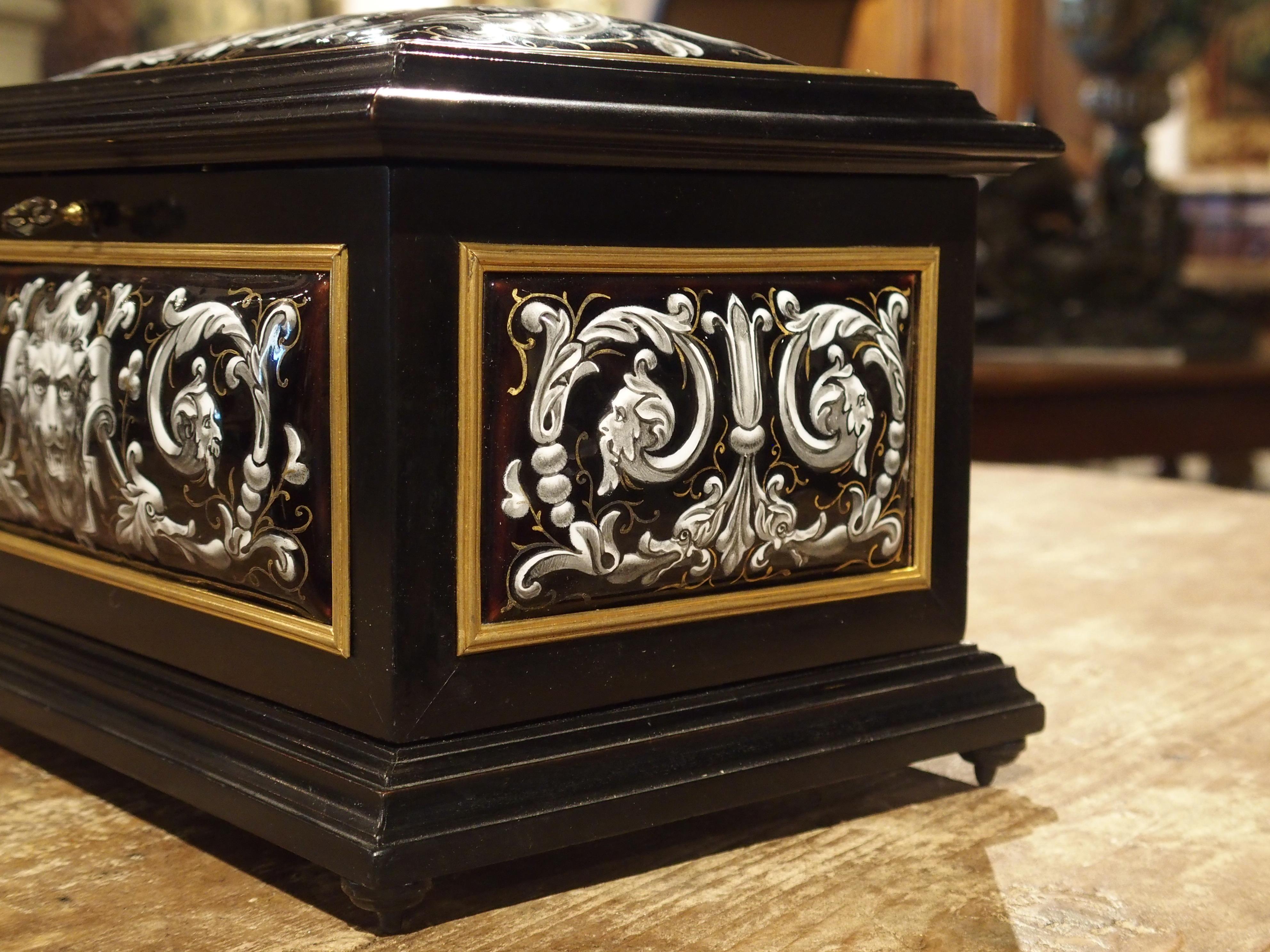 Antique Enameled Copper and Wood Table Box by Alphonse Giroux Paris, circa 1850 4